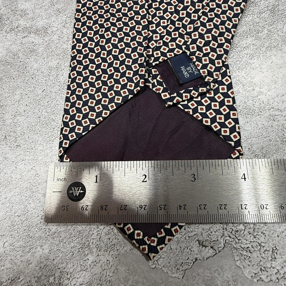 Polo By Ralph Lauren Silk Tie Mens One Size Blue Geometric Made In Italy Necktie